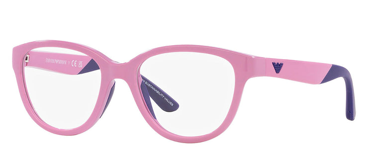 Emporio Armani KIDS EK 3002 6016 Cat-Eye Plastic Purple Eyeglasses with Logo Stamped Demo Lenses