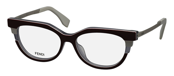 Fendi FF 0116 H2K Cat Eye Metal Burgundy Eyeglasses with Logo Stamped Demo Lenses