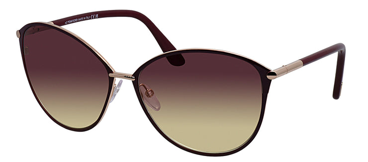 Tom Ford FT 0320 69T Cat Eye Metal Gold Sunglasses with Bordeaux Gradient Lens