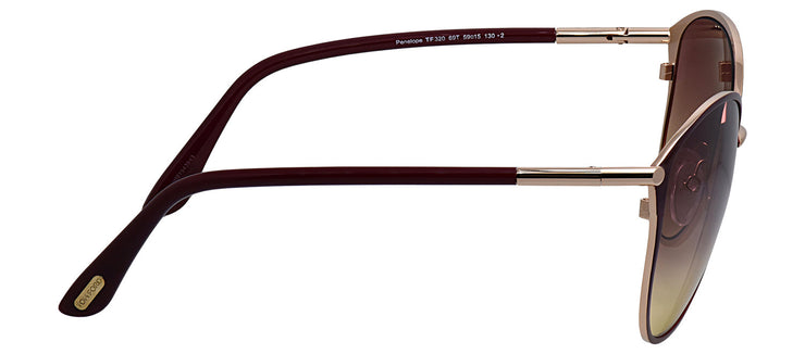 Tom Ford FT 0320 69T Cat Eye Metal Gold Sunglasses with Bordeaux Gradient Lens