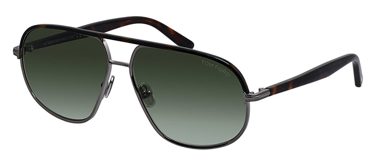 Tom Ford FT 1019 14P Pilot Metal Dark Havana Sunglasses with Green Gradient Lens