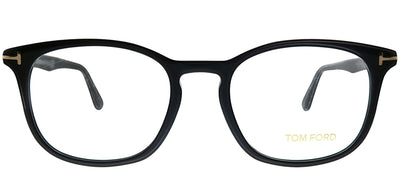 Tom Ford FT 5505 001 Square Plastic Black Eyeglasses with Logo Stamped Demo Lenses