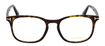 Tom Ford FT 5505 052 Square Plastic Havana Eyeglasses with Logo Stamped Demo Lenses