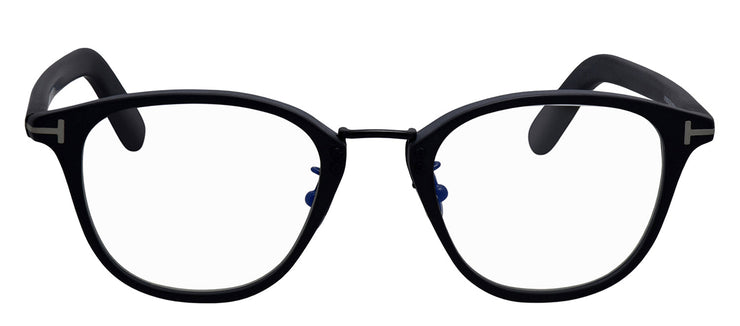 Tom Ford FT 5919-D-B 002 Round Plastic Black Eyeglasses with Logo Stamped Demo Lenses