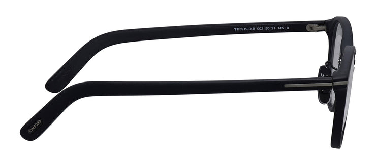 Tom Ford FT 5919-D-B 002 Round Plastic Black Eyeglasses with Logo Stamped Demo Lenses