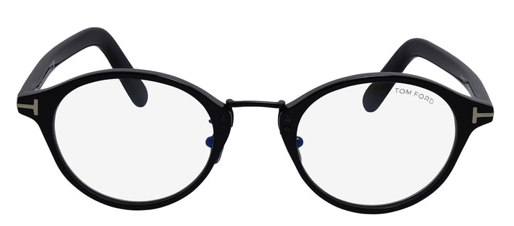 Tom Ford FT 5920-D-B 005 Round Plastic Black Eyeglasses with Logo Stamped Demo Lenses
