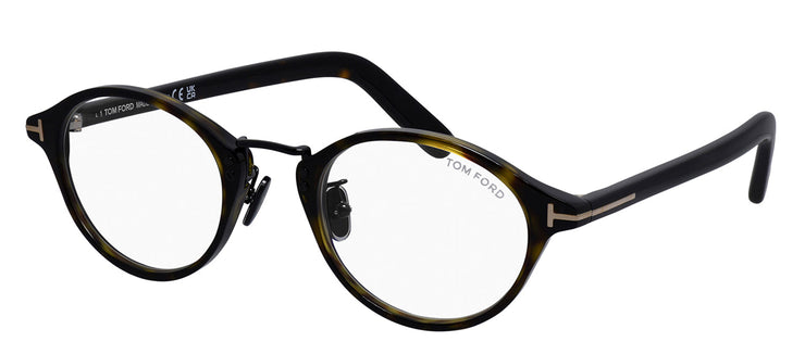 Tom Ford FT 5920-D-B 052 Round Plastic Black Eyeglasses with Logo Stamped Demo Lenses