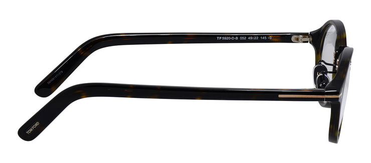 Tom Ford FT 5920-D-B 052 Round Plastic Black Eyeglasses with Logo Stamped Demo Lenses