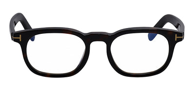 Tom Ford FT 5930-D-B 052 Square Acetate Havana Eyeglasses with Transparent Demo Lens