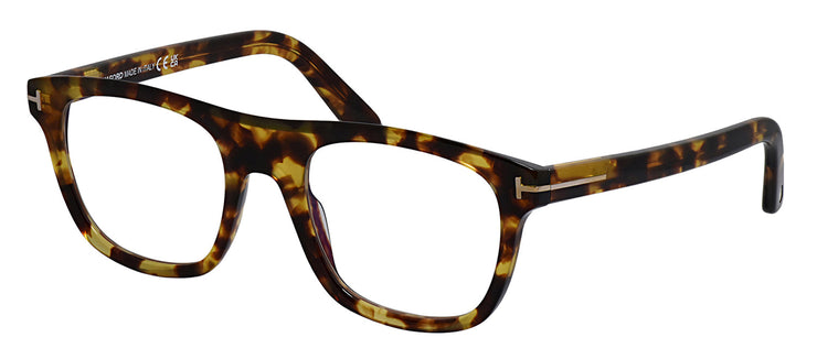 Tom Ford FT 5939-B 053 Square Plastic Dark Havana Eyeglasses with Transparent Demo Lens