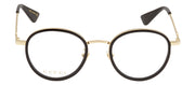Gucci GG 0608OK 001 Round Metal Black Eyeglasses with Logo Stamped Demo Lenses