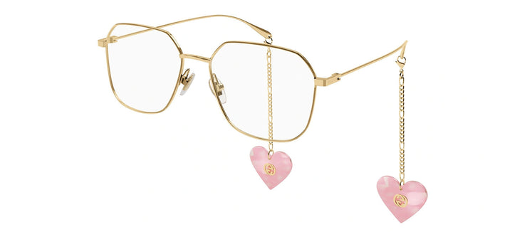 Gucci GG 1032O 001 Round Metal Gold Eyeglasses with Transparent Demo Lens