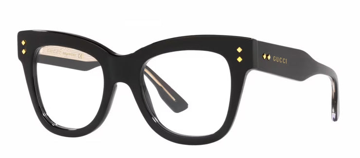 Gucci GG 1082O 001 Cat-Eye Plastic Black Eyeglasses with Logo Stamped Demo Lenses