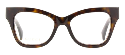 Gucci GG 1133O 004 Cat-Eye Plastic Havana Eyeglasses with Logo Stamped Demo Lenses