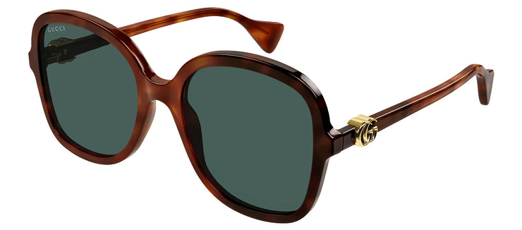 Gucci GUCCI LOGO GG 1178S 003 Square Plastic Havana Sunglasses with Green Lens