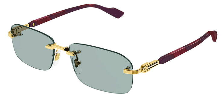 Gucci GG 1221S 003 Rimless Metal Gold Sunglasses with Green Lens