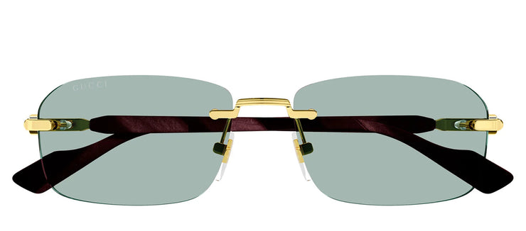 Gucci GG 1221S 003 Rimless Metal Gold Sunglasses with Green Lens