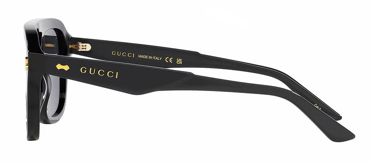 Gucci GUCCI LOGO GG 1263S 001 Aviator Plastic Black Sunglasses with Grey Lens