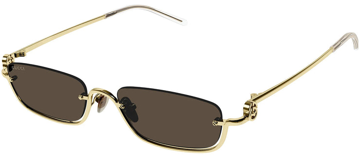 Gucci GG 1278S 001 Semi-Rimless Metal Gold Sunglasses with Brown Lens