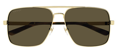 Gucci GUCCI LOGO GG 1289S 002 Square Metal Gold Sunglasses with Brown Lens