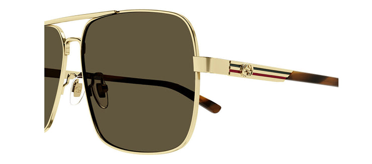 Gucci GUCCI LOGO GG 1289S 002 Square Metal Gold Sunglasses with Brown Lens