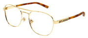 Gucci GUCCI LOGO GG 1290O 002 Aviator Metal Gold Eyeglasses with Logo Stamped Demo Lenses