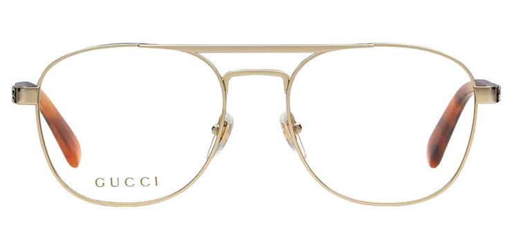 Gucci GUCCI LOGO GG 1290O 002 Aviator Metal Gold Eyeglasses with Logo Stamped Demo Lenses