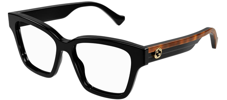 Gucci WEB GG 1302O 004 Cat-Eye Plastic Black Eyeglasses with Logo Stamped Demo Lenses