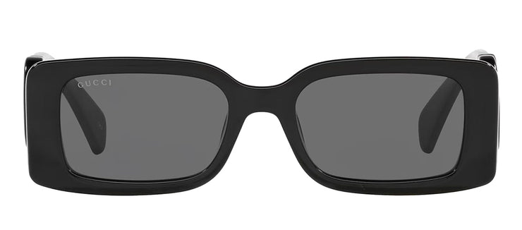 Gucci GG LOGO GG 1325S 001 Rectangle Plastic Black Sunglasses with Grey Lens