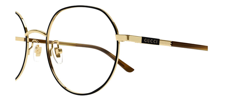 Gucci GUCCI LOGO GG 1349O 003 Round Metal Gold Eyeglasses with Logo Stamped Demo Lenses