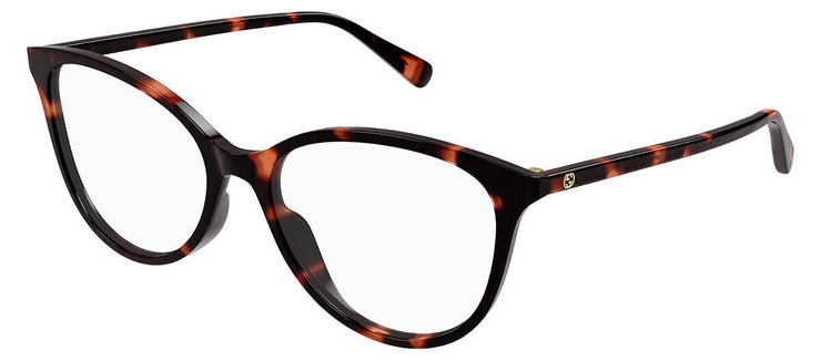 Gucci GUCCI LOGO GG 1359O 002 Cat-Eye Plastic Havana Eyeglasses with Logo Stamped Demo Lenses