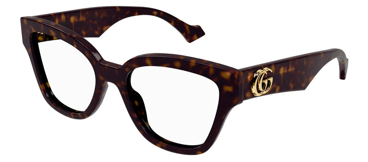 Gucci GG 1424O 006 Cat-Eye Plastic Havana Eyeglasses with Logo Stamped Demo Lenses