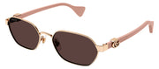 Gucci GG 1593S 003 Geometric Metal Gold Sunglasses with Brown Lens