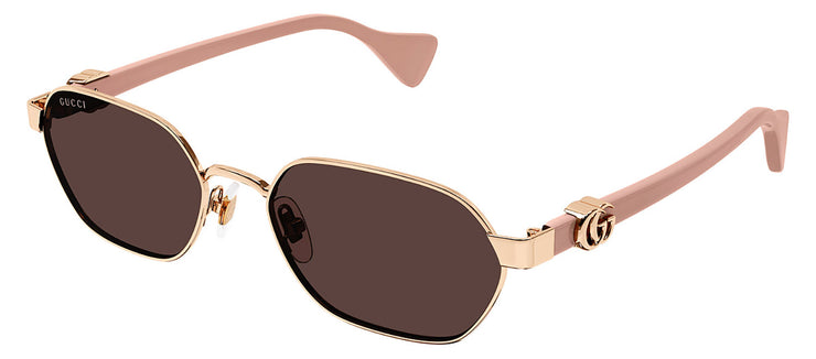 Gucci GG 1593S 003 Geometric Metal Gold Sunglasses with Brown Lens