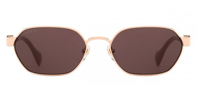 Gucci GG 1593S 003 Geometric Metal Gold Sunglasses with Brown Lens