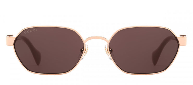 Gucci GG 1593S 003 Geometric Metal Gold Sunglasses with Brown Lens