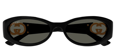 Gucci GG 1660S 001 Oval Plastic Black Sunglasses with Grey Lens