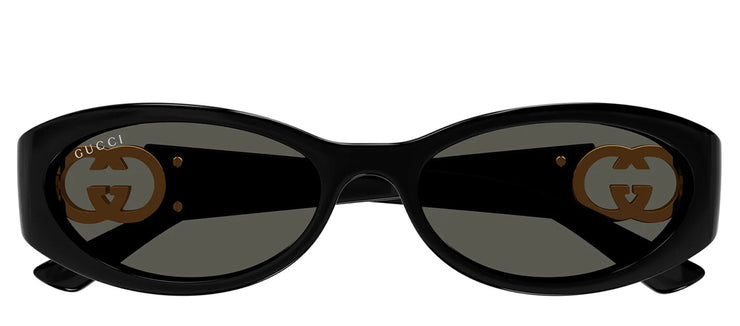 Gucci GG 1660S 001 Oval Plastic Black Sunglasses with Grey Lens