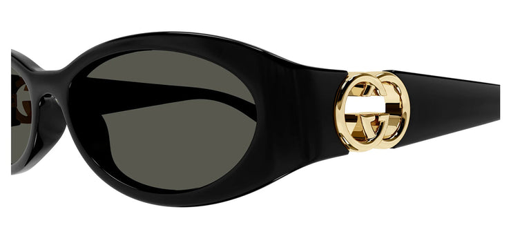 Gucci GG 1660S 001 Oval Plastic Black Sunglasses with Grey Lens