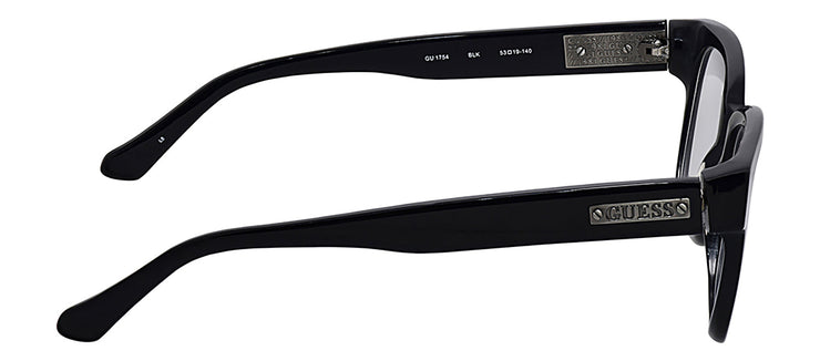 Guess GU 1754 BLK Round Plastic Black Eyeglasses with Logo Stamped Demo Lenses