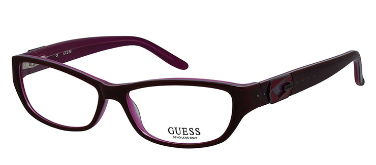 Guess GU 2443 BRNTL Square Plastic Brown Eyeglasses with Logo Stamped Demo Lenses