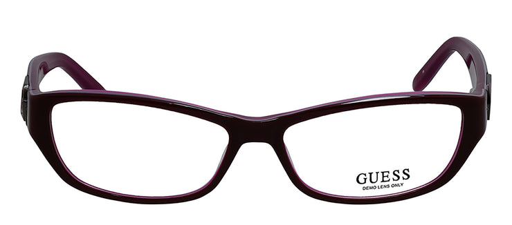 Guess GU 2443 BRNTL Square Plastic Brown Eyeglasses with Logo Stamped Demo Lenses