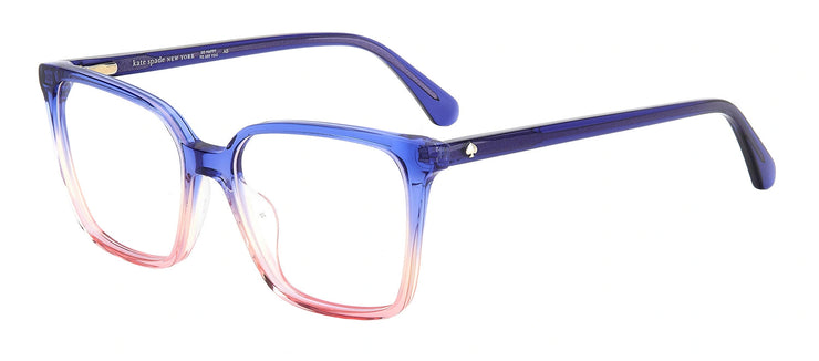 Kate Spade KS Everleigh BR0 Square Plastic Blue Eyeglasses with Logo Stamped Demo Lenses