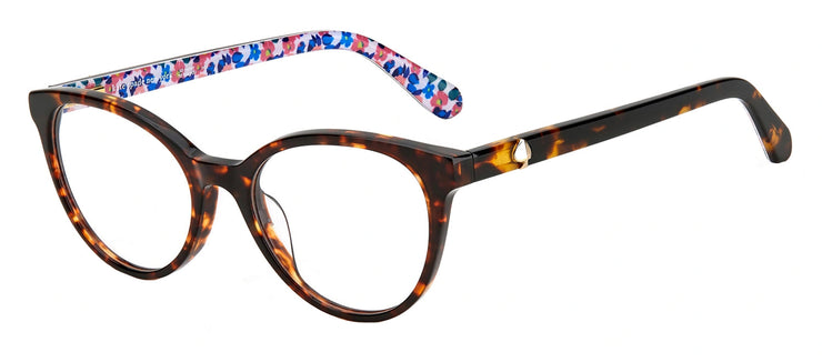 Kate Spade KS Gela 086 Oval Plastic Havana Eyeglasses with Logo Stamped Demo Lenses