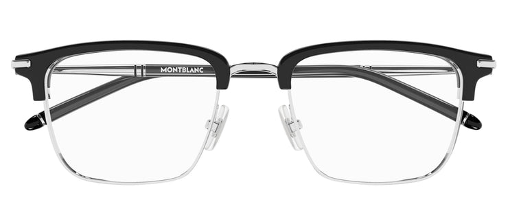 Montblanc MB 0243O 001 Square Metal Black Eyeglasses with Logo Stamped Demo Lenses