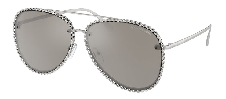 Michael Kors PORTOFINO MK 1147 18936G Pilot Metal Silver Sunglasses with Silver Mirror Lens