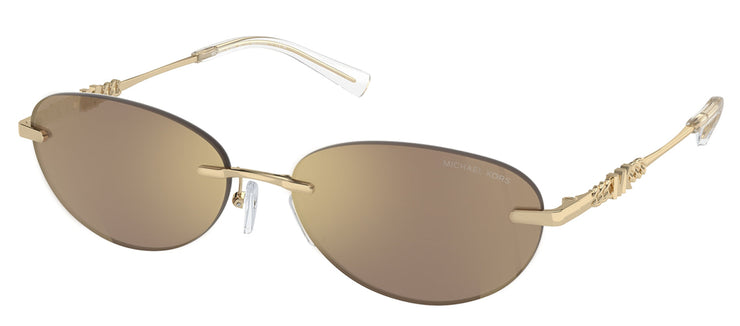 Michael Kors MANCHESTER MK 1151 10145A Oval Metal Gold Sunglasses with Brown Mirror Lens