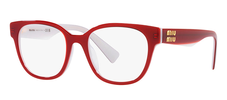 Miu Miu MU 02VV 10D1O1 Square Plastic Ivory Eyeglasses with Logo Stamped Demo Lenses