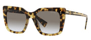 Miu Miu MU 02WS 7S00A7 Round Plastic Light Havana Sunglasses with Grey Gradient Lens