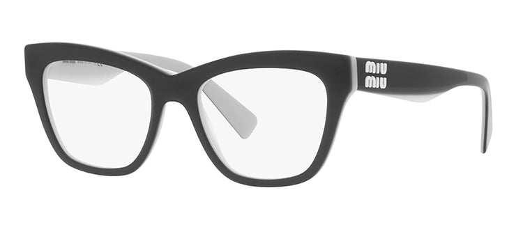 Miu Miu MU 03UV ACO1O1 Cat Eye Plastic Black Eyeglasses with Logo Stamped Demo Lenses